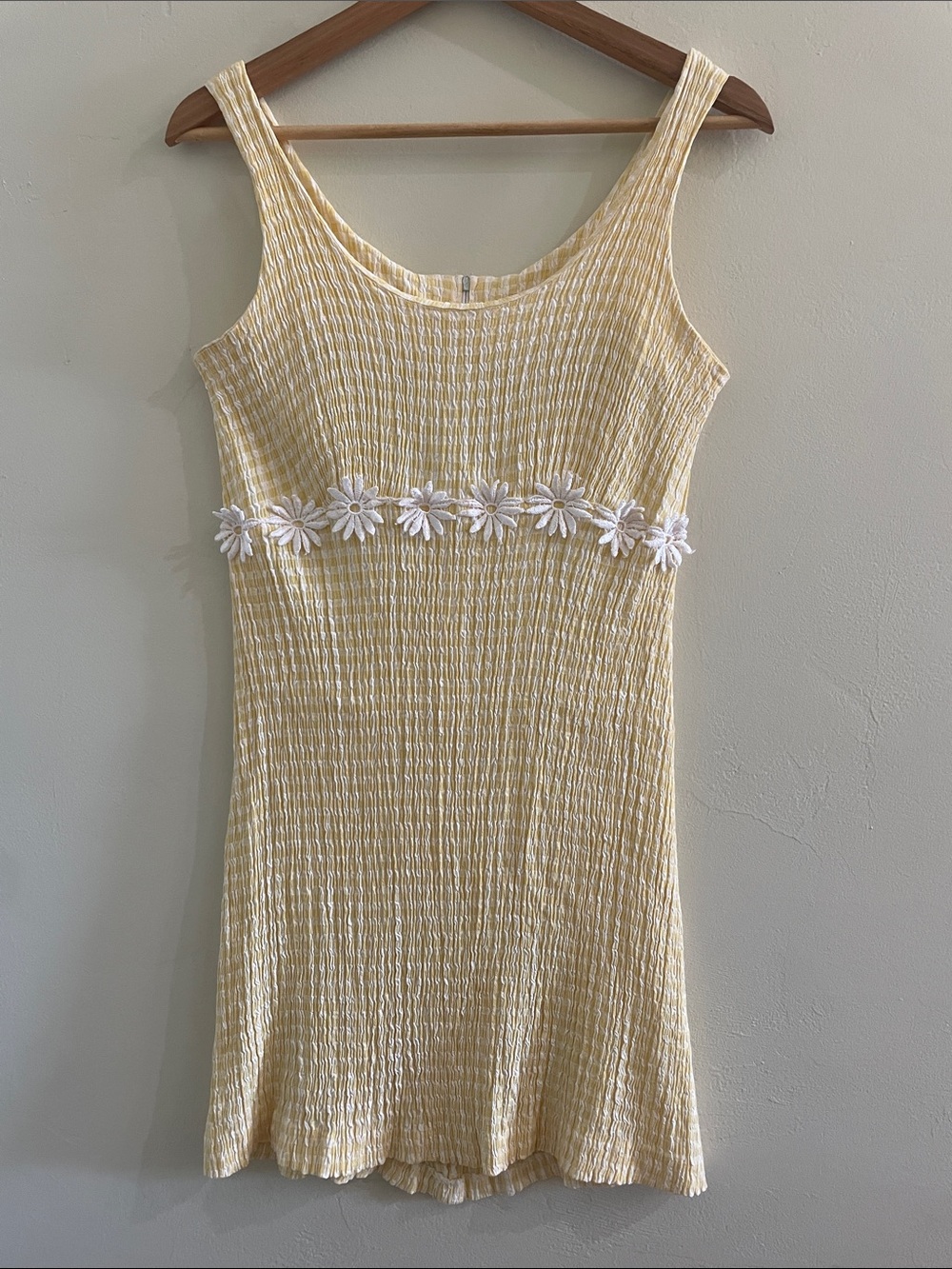 Vintage Blondie and Me Yellow gingham Daisy Trim Sleeveless Sundres prairie